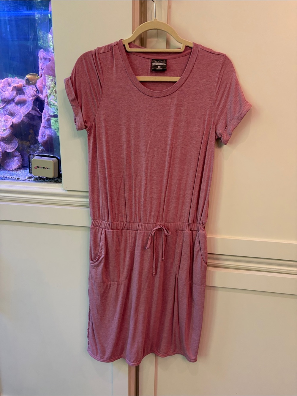 Everyday Drawstring Pocket Mini Dress in Mauve